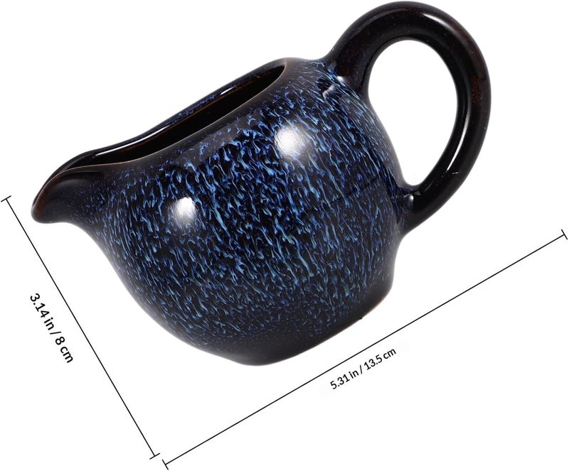 Ceramic Gravy Boat with Handle Small Sauce and Milk Pitcher Porcelain Creamer Jug for Salad Dressing and Coffee Serving at Home Or Café - Image 2