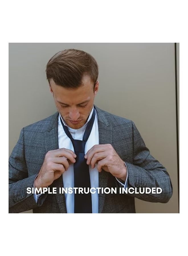 Risen Ties for Men Set with Pocket Square Cufflink and Tie Clip, Necktie Handkerchief in Gift Box for Wedding and Business(Navy Blue) - Image 3