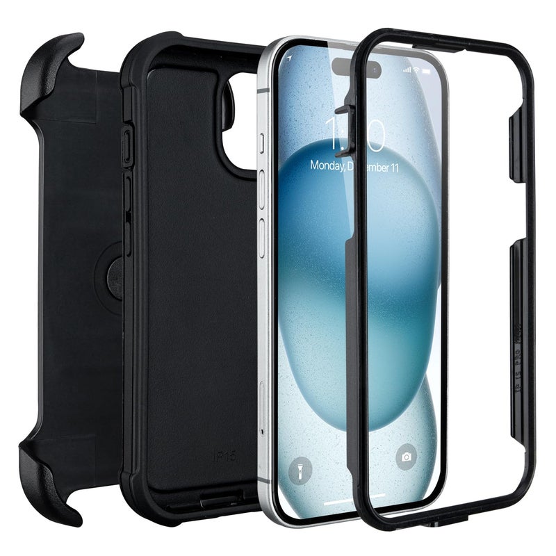 Saiboro Compatible with Defender iPhone 15 Case with Clip,Holster with Kickstand,for Heavy Duty iPhone 15 Phone Case Rugged 2 Layers of Sturdy,Anti-Drop for Phone Case iPhone 15Case Protective(Black) - Image 4