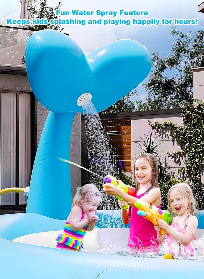 COBOPANDA Inflatable Kids Pool with Canopy,Blue Whale Sprinkler Baby Swimming Pool for Toddlers,Portable Kiddie Pool for Backyard Outdoor Water Fun 76.0"×64"×37.4" - Image 4