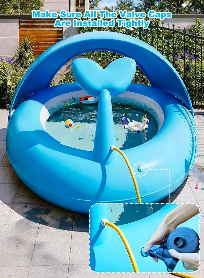 COBOPANDA Inflatable Kids Pool with Canopy,Blue Whale Sprinkler Baby Swimming Pool for Toddlers,Portable Kiddie Pool for Backyard Outdoor Water Fun 76.0"×64"×37.4" - Image 5