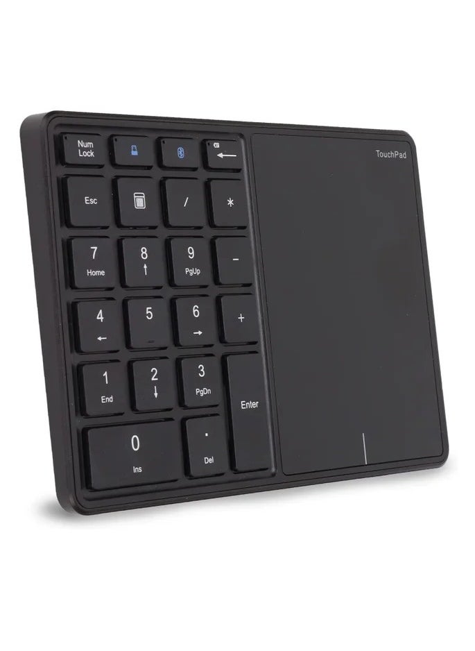 Generic - 2.4G Wireless Numeric Keypad with Touchpad, 22 Keys Portable Bluetooth Number Pad, Financial Accounting USB C Rechargeable Number KeyboardBlack - Image 1