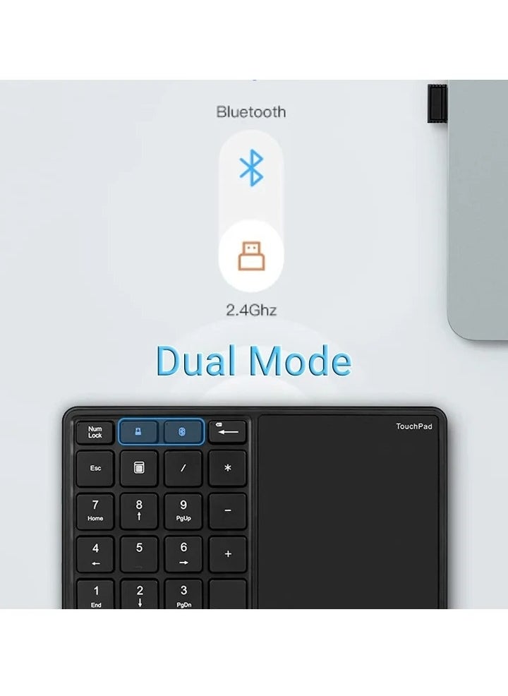 Generic - 2.4G Wireless Numeric Keypad with Touchpad, 22 Keys Portable Bluetooth Number Pad, Financial Accounting USB C Rechargeable Number KeyboardBlack - Image 1