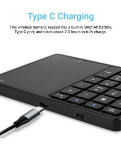 Generic 2.4G Wireless Numeric Keypad with Touchpad, 22 Keys Portable Bluetooth Number Pad, Financial Accounting USB C Rechargeable Number KeyboardBlack  - Image 5