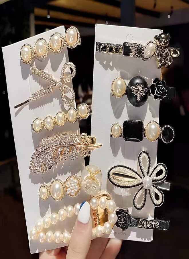 FRYIO Korean Hair Clips for Women & Girls- Pearl & Rhinestone Stylish Hair Accessories Pack of 11 Fashion Metal Hair Pins for Women & Girls - Image 1