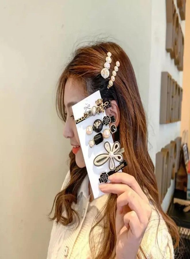 FRYIO Korean Hair Clips for Women & Girls- Pearl & Rhinestone Stylish Hair Accessories Pack of 11 Fashion Metal Hair Pins for Women & Girls - Image 4