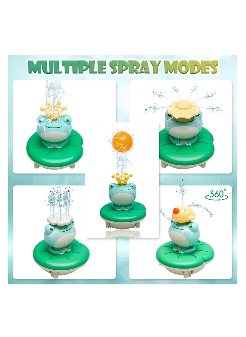 Bebiland - Frog Baby Bath Toy with 4 Water Spray Mode, Funny Floating and Sprinkler Shower Toys Suitable for Kids Bathtub, Swimming Pool, Bathroom Games (Green) - Image 1