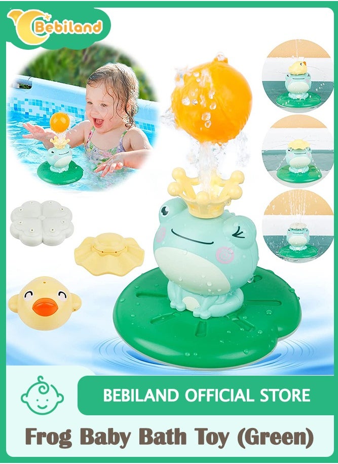Bebiland - Frog Baby Bath Toy with 4 Water Spray Mode, Funny Floating and Sprinkler Shower Toys Suitable for Kids Bathtub, Swimming Pool, Bathroom Games (Green) - Image 1