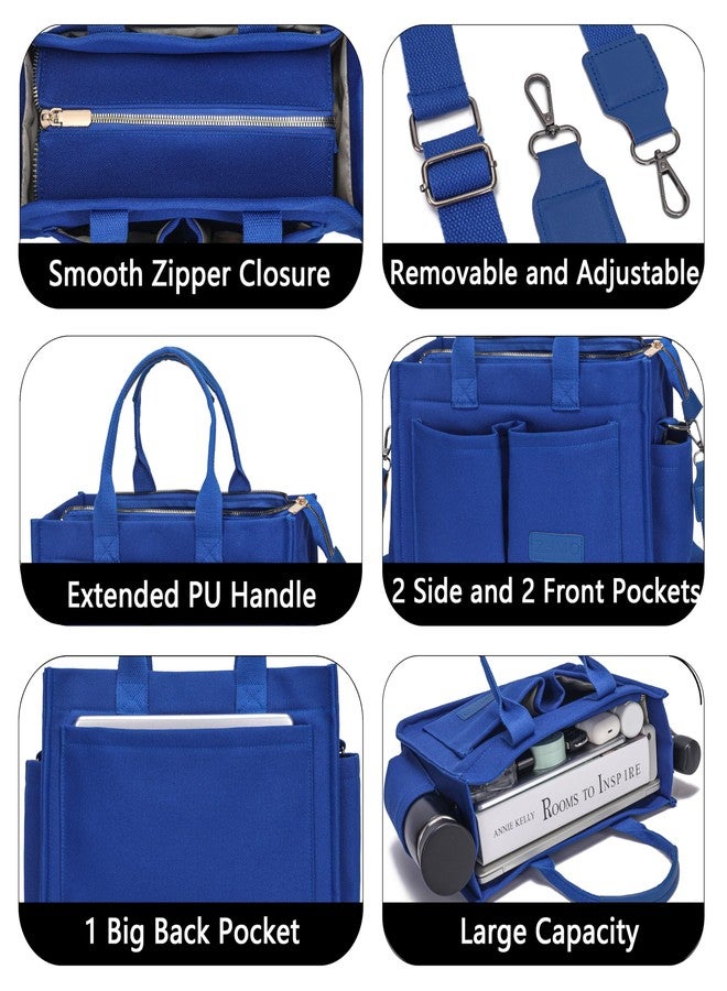 ZHMO Large Canvas Tote Bag for Women With Pockets Zipper,Womens Laptop Work Book Bags Crossbody Purse Handbags Shoulder Hobo Travel Satchel Messenger Totes for Nurse Teacher College Church Gift Office - Image 5