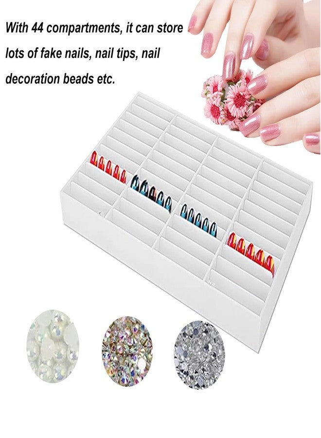 StepOK Nail Art Display Box, Press On Nails Box, 44 Dividers Fake Nail Art Organizer Holder for Nail Salon - Image 2