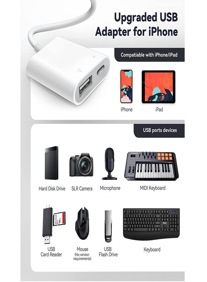 DesofIcon Apple MFi Certified Lightning to USB 3.0 Adapter for iPhone iPad With Charging Port - Supports Flash Drive, Hard Disk, SD Card Reader, Microphone and MIDI - Plug & Play - Image 4