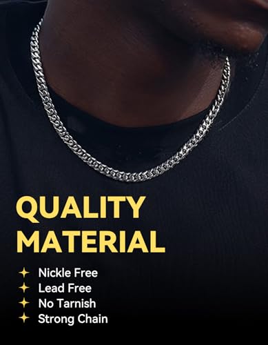 ChainsHouse Stainless Steel Cuban Link Chain Necklace for Men Jewelry Gift 6mm Strong Cuban Chain Necklaces 18 Inch - Image 3