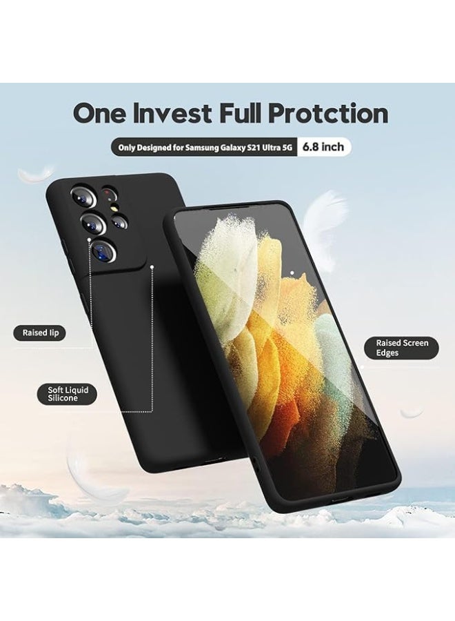 Lion Store silicone case compatible with Samsung Galaxy S21 Ultra, made of soft silicone gel and rubber, shockproof with a matte finish and an inner fabric lining (black) - Image 4