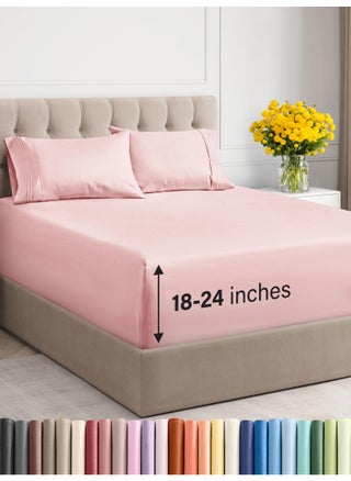 Extra Deep Twin Sheet Set - 4 Piece Breathable & Cooling Sheets - Hotel Luxury Bed Sheets Set - Easy & Secure Fit - Soft  Wrinkle Free & Comfy Sheets Set - Baby Pink Sheet Set with Extra Deep Pockets - pzsku/ZBD34EFF865C05BAA8F70Z/45/1749650415/20ecedfe-5602-4361-8e38-c9904b05359f