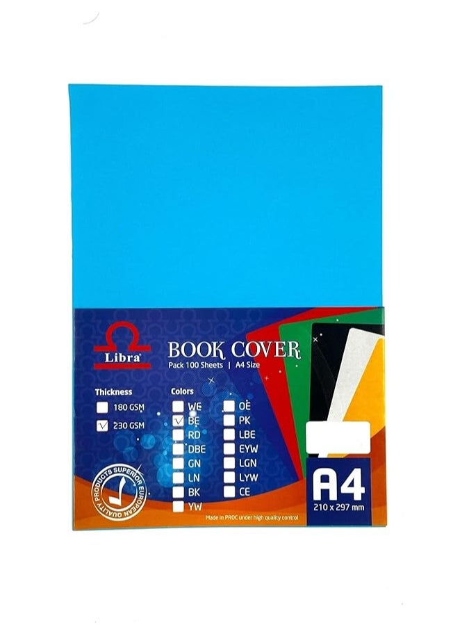 ليبرا Premium A4 Book Covers – 100 Sheets, 230 GSM Sky Blue Paper for Durable Protection  - Image 1