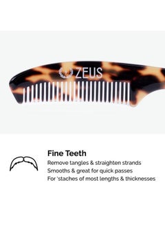 Zeus Large Mustache Comb 5" X 0.75" Best Handmade Sawcut Moustache Comb With Extended Handle (Tortoiseshell) P12  - Image 5