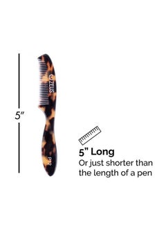 Zeus Large Mustache Comb 5" X 0.75" Best Handmade Sawcut Moustache Comb With Extended Handle (Tortoiseshell) P12  - Image 4