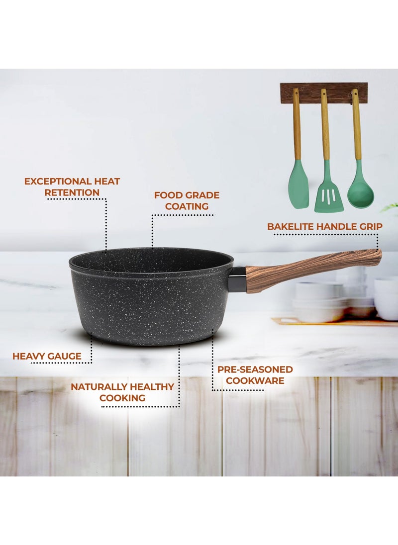 Sweet Home - Sweet Home 10 Pcs Marble Non-Stick Cookware Set PFOA Free With Heat Resistant Handles & Transparent Glass Lids Granite Finish & Induction Base Cooking Set - Image 1