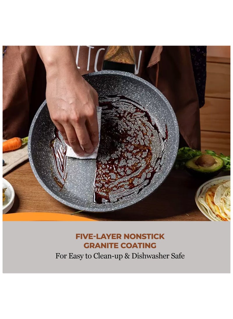 Sweet Home - Sweet Home 10 Pcs Marble Non-Stick Cookware Set PFOA Free With Heat Resistant Handles & Transparent Glass Lids Granite Finish & Induction Base Cooking Set - Image 1