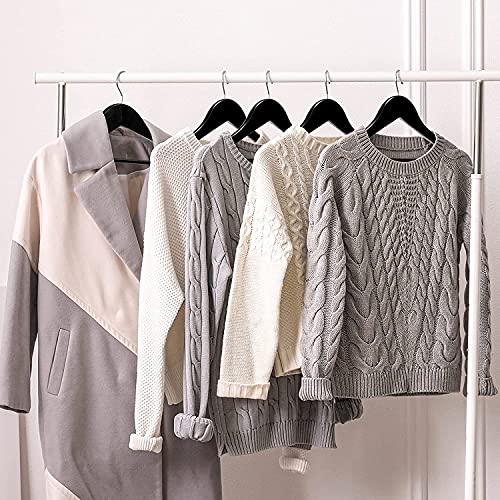 WHISKET Solid Wood Hangers,Premium Wood Hangers with 360-Degree Rotatable Hook and Notches, Natural, Heavy Duty Wood Hangers for Coats, Suits, Jackets, Closet (Black) [ Pack of 12] - Image 2