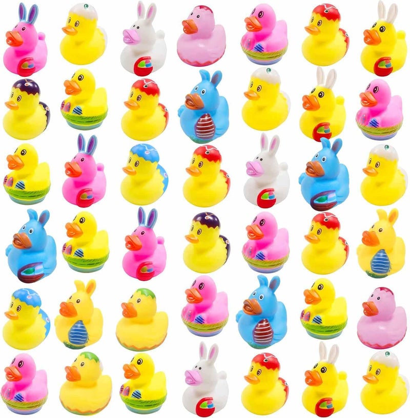 Cherislpy 36 Pcs Easter Rubber Ducks,Baby Showers Accessories,Mini 2.16" Bunny Duckies Bath Toys for Kids Girls Boys Fun Bath Easter Basket Stuffers Eggs Fillers Party Favors Gifts(Easter) - Image 1
