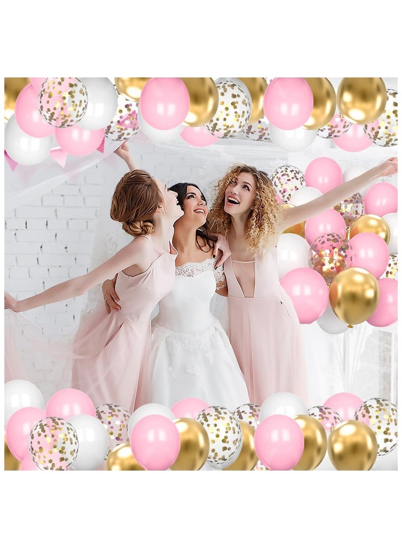 Pink and gold balloons, 60 pink and white balloons, 12 inch baby pink, white and gold balloons suitable for girls and ladies' birthdays and weddings - Image 3