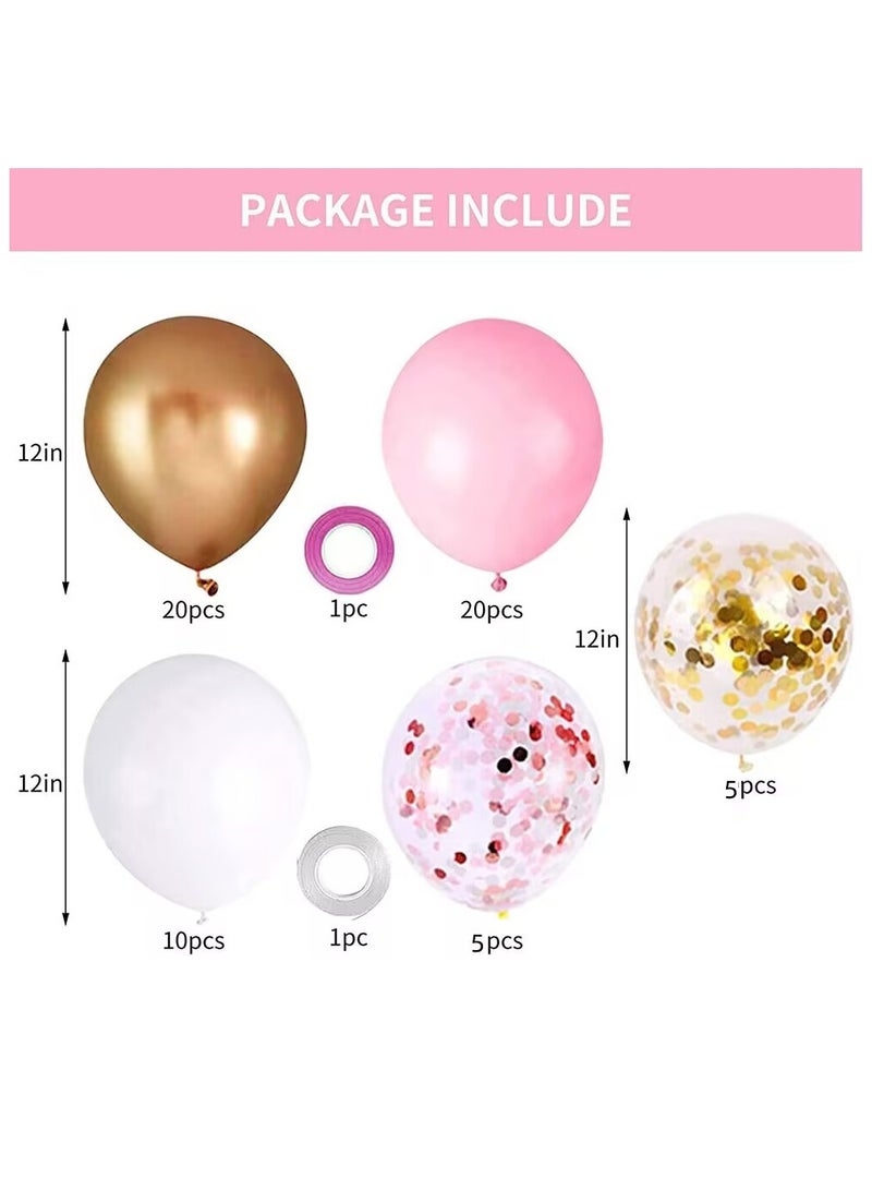 Pink and gold balloons, 60 pink and white balloons, 12 inch baby pink, white and gold balloons suitable for girls and ladies' birthdays and weddings - Image 5