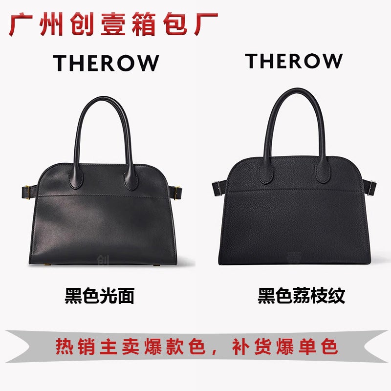 Therow Classic Margaux10-Inch Simple Shoulder Crossbody Tote Bag Commuter Cowhide Bucket Bag - Image 1