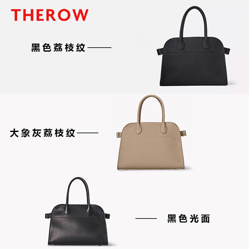 Therow Classic Margaux10-Inch Simple Shoulder Crossbody Tote Bag Commuter Cowhide Bucket Bag - Image 4