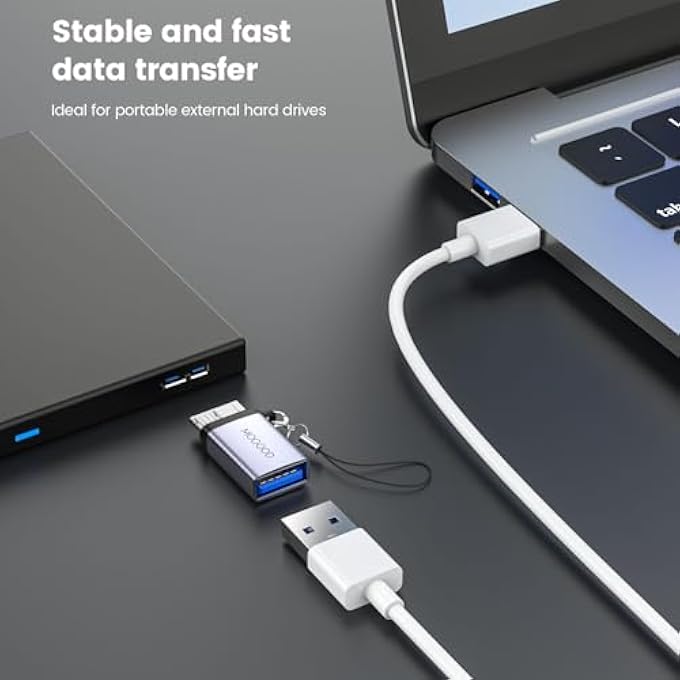 MOGOOD MICRO B MALE TO USB FEMALE ADAPTER, MICRO B TO USB 3.0 FEMALE, MICRO B TO USB FEMALE DATA ADAPTER SHORT CONVERTER ADAPTER FOR COMPUTERS, LAPTOPS, EXTERNAL HARD DRIVES (1 PACK) - Image 3