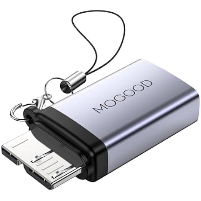 MOGOOD MICRO B MALE TO USB FEMALE ADAPTER, MICRO B TO USB 3.0 FEMALE, MICRO B TO USB FEMALE DATA ADAPTER SHORT CONVERTER ADAPTER FOR COMPUTERS, LAPTOPS, EXTERNAL HARD DRIVES (1 PACK) - Image 1