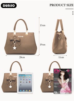 DUNISO Women's Fashion Handbag Faux Leather Crossbody Bag For Women Large Capacity Bow Trim Tote Bags Top Handle Satchel Fashionable Travel Shoulder Bag For Ladies  - Image 4