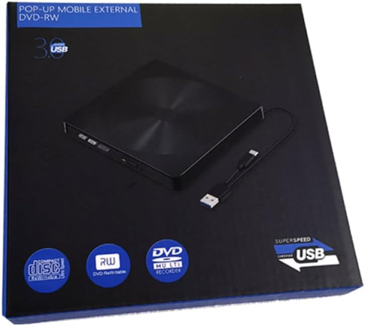 Typec External DVD Drive and CD Drive for Laptop, Multifunctional USB Optical Disc Burner Compatible with Windows, Portable Black External Disc Reader for Travel and Office - Image 1