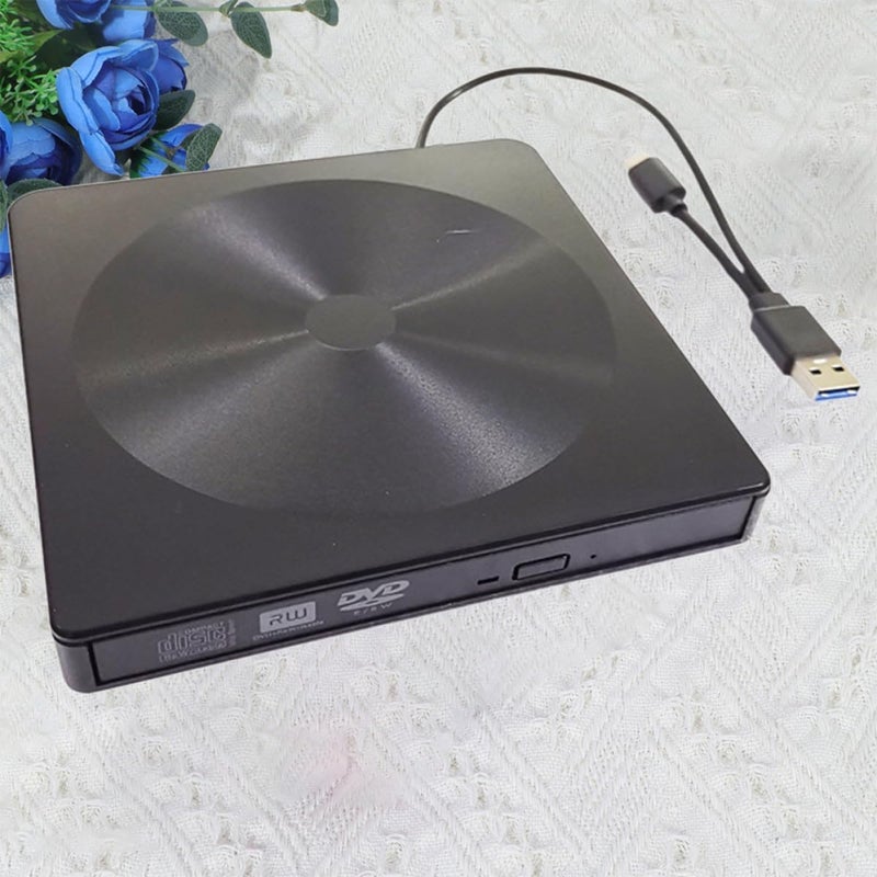 Typec External DVD Drive and CD Drive for Laptop, Multifunctional USB Optical Disc Burner Compatible with Windows, Portable Black External Disc Reader for Travel and Office - Image 5