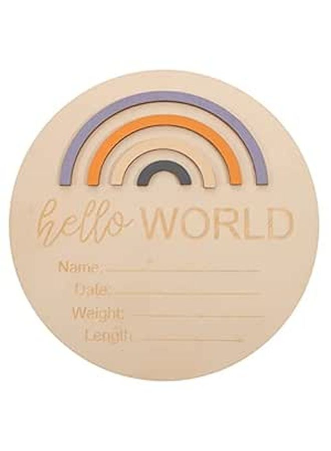 بطاقات معالم خشبية لحديثي الولادة، دعائم تصوير الأطفال بتصميم قوس قزح - Image 1