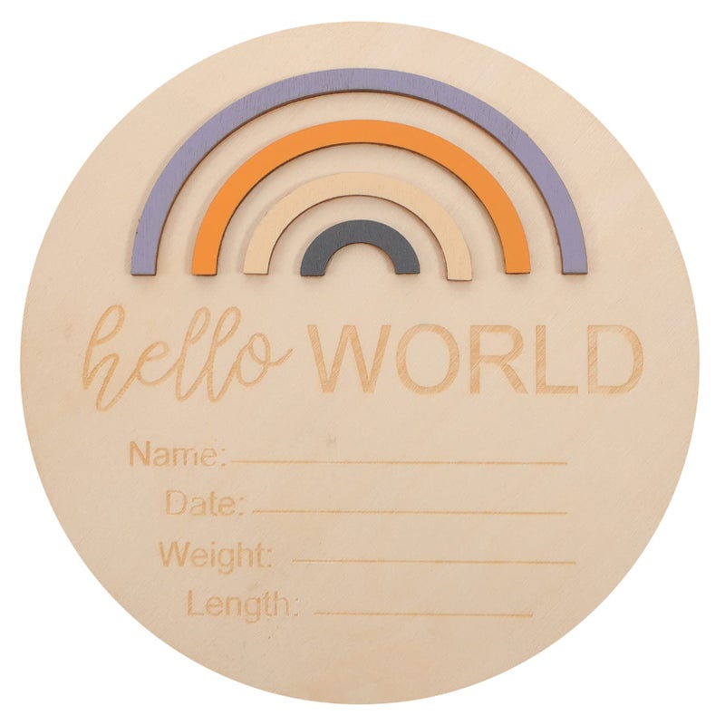 بطاقات معالم خشبية لحديثي الولادة، دعائم تصوير الأطفال بتصميم قوس قزح - Image 2