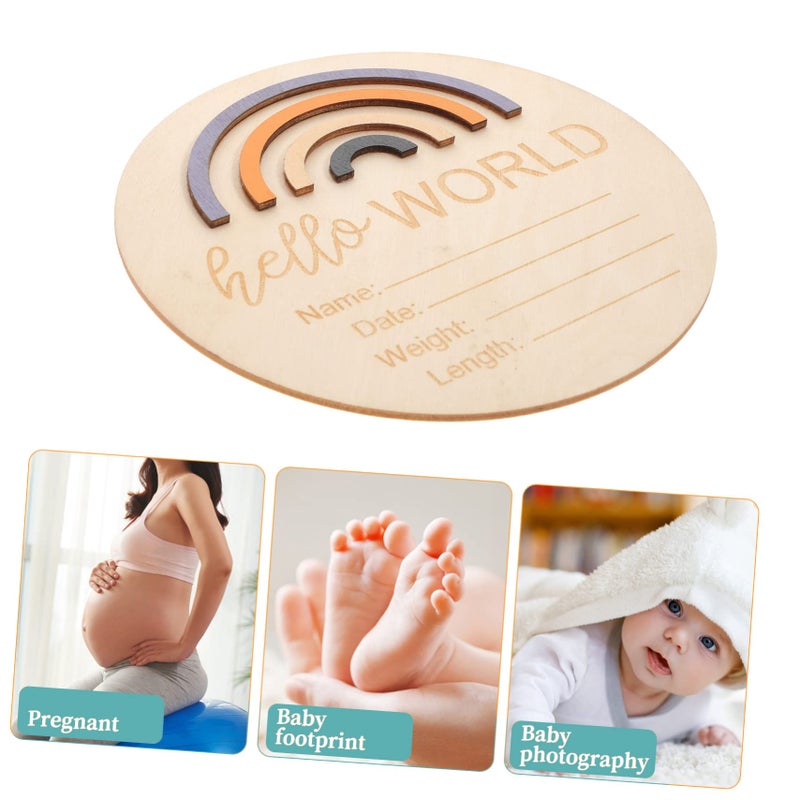 بطاقات معالم خشبية لحديثي الولادة، دعائم تصوير الأطفال بتصميم قوس قزح - Image 5