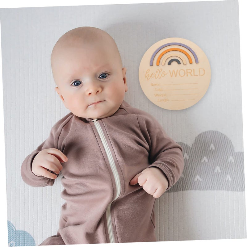 بطاقات معالم خشبية لحديثي الولادة، دعائم تصوير الأطفال بتصميم قوس قزح - Image 4