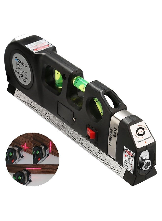 1 Piece Multipurpose Infrared Level Multifunction Level Metric Ruler Straight Horizon Vertical Tape 8Ft 2.5M 