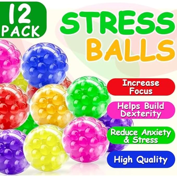 Moonmen Party Favors for Kids Birthday Supplies Christmas Goodie Bag Stuffers Classroom Treasure Box Carnival Prizes Bulk Treat Gift Trinkets Pinata Filler Stuff (12 pcs Colorful Stress Balls) - Image 2