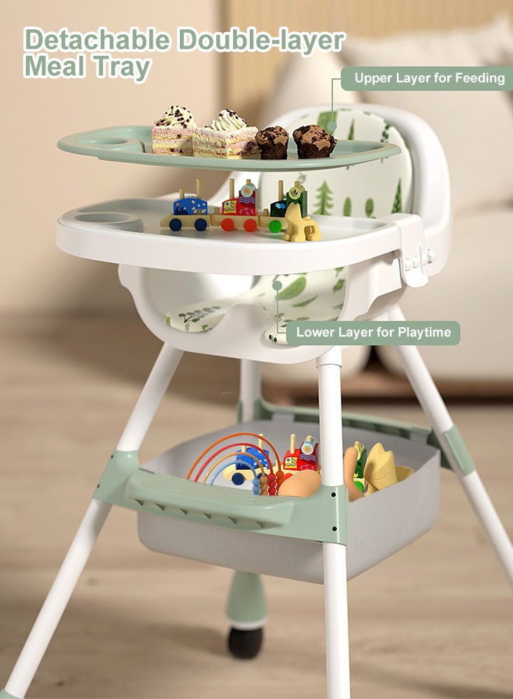 بيرفيي كرسي عالي للرضع والأطفال مقعد مرتفع كرسي طعام للرضع قابل للتعديل مع صينية قابلة للفصل كرسي للأطفال مع حزام أمان - Image 3