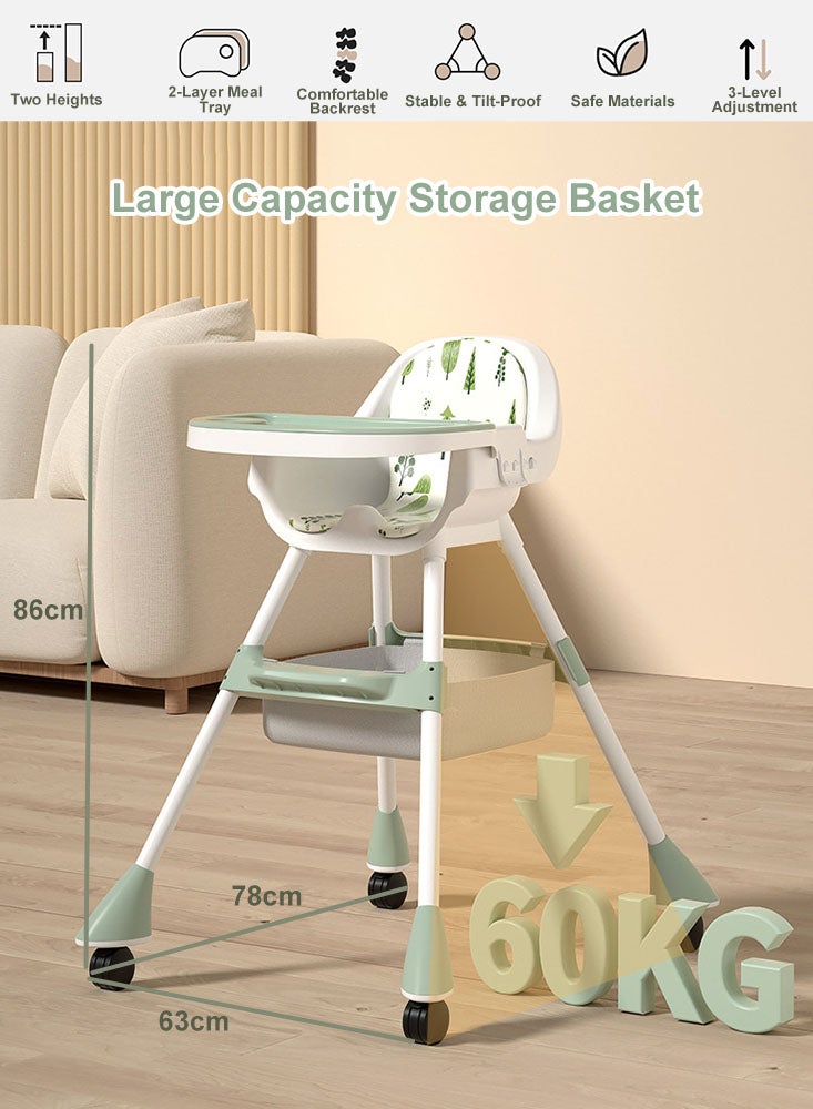 بيرفيي كرسي عالي للرضع والأطفال مقعد مرتفع كرسي طعام للرضع قابل للتعديل مع صينية قابلة للفصل كرسي للأطفال مع حزام أمان - Image 2