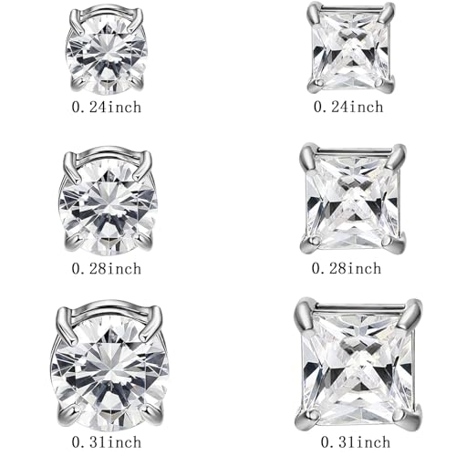 NEWITIN 2 Pairs Stainless Steel Magnetic Stud Earrings for Men Clip on Earring Magnetic Earring Unisex Non Piercing CZ Magnet Studs Diamond Earrings for Women Men - Image 2