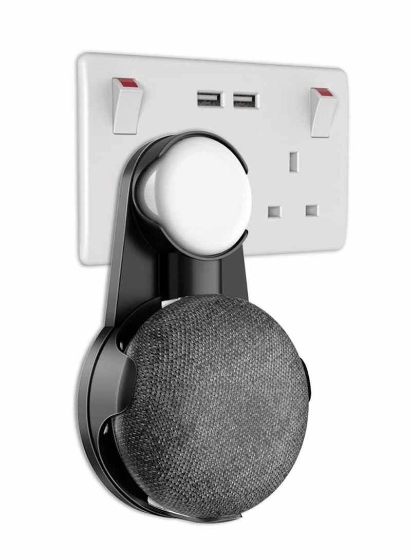 Excefore Socket Wall Mount Holder Stand Hanger Plug in Kitchen Bathroom Bedroom, Hides the Long Cord, for Google Home Mini, Nest Mini (2nd gen) - Black - Image 1