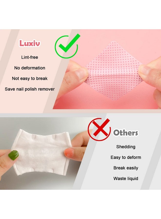 Luxiv 1080 + 3 Pcs Lint Free Nail Wipes Kit Disposable Nail Polish Remover Pads Nonwoven Nails Eyelash Extensions Wipes Nail Polish Remover Wipes With 200 Ml Bottle 2 Pcs Cuticle Pusher (Pink) - Image 3