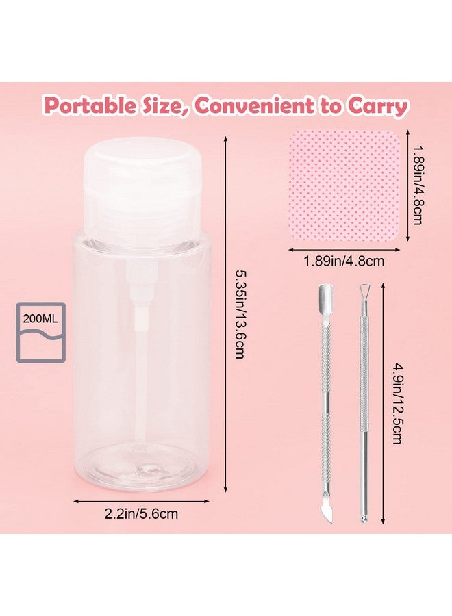 Luxiv 1080 + 3 Pcs Lint Free Nail Wipes Kit Disposable Nail Polish Remover Pads Nonwoven Nails Eyelash Extensions Wipes Nail Polish Remover Wipes With 200 Ml Bottle 2 Pcs Cuticle Pusher (Pink) - Image 2