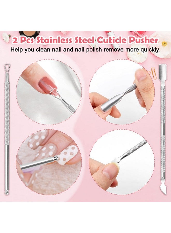 Luxiv 1080 + 3 Pcs Lint Free Nail Wipes Kit Disposable Nail Polish Remover Pads Nonwoven Nails Eyelash Extensions Wipes Nail Polish Remover Wipes With 200 Ml Bottle 2 Pcs Cuticle Pusher (Pink) - Image 5