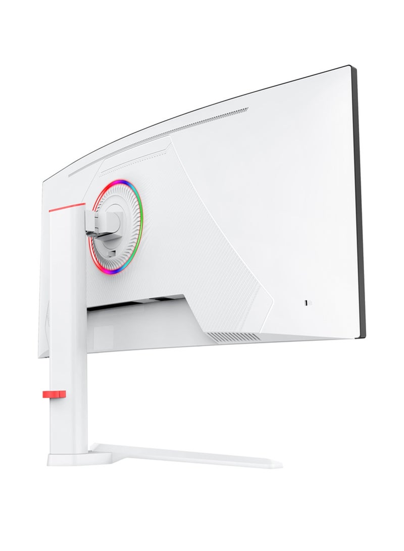 HILUKE 34-Inch Curved Gaming Monitor | UWQHD 3440 x 1440 | 165Hz Refresh Rate | 1ms (MPRT) Response Time | AMD FreeSync Premium | HDR10 | 125% sRGB | 1500R Curvature | HDMI 2.1 (TMDS) x2 | DisplayPort 1.4 x2 | 75x75mm VESA Mount | Ultra-Wide Screen | Gamer Monitor | Low Motion Blur | Eye Care (Flicker-Free/Low Blue Light) | White Design - Image 4