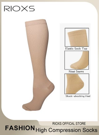 4 Pairs High Compression Socks, Solid Compression Knee High Socks for Men and Women, Unisex Tall Boot Socks, Compression Closed Toe Long Stockings for Circulation, Comfy Tights Socks Best Support for Athletic Running Cycling Work and Medical Use - view 2