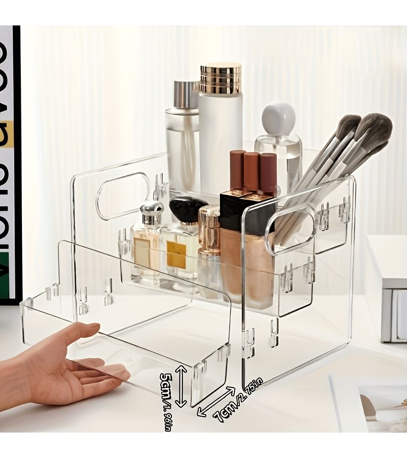 Large Clear Acrylic Multi Layer Cosmetics Storage Box with Multi Compartment Durable Splice Design Stable Support Large Capacity Organizer for Skincare Products - Image 5